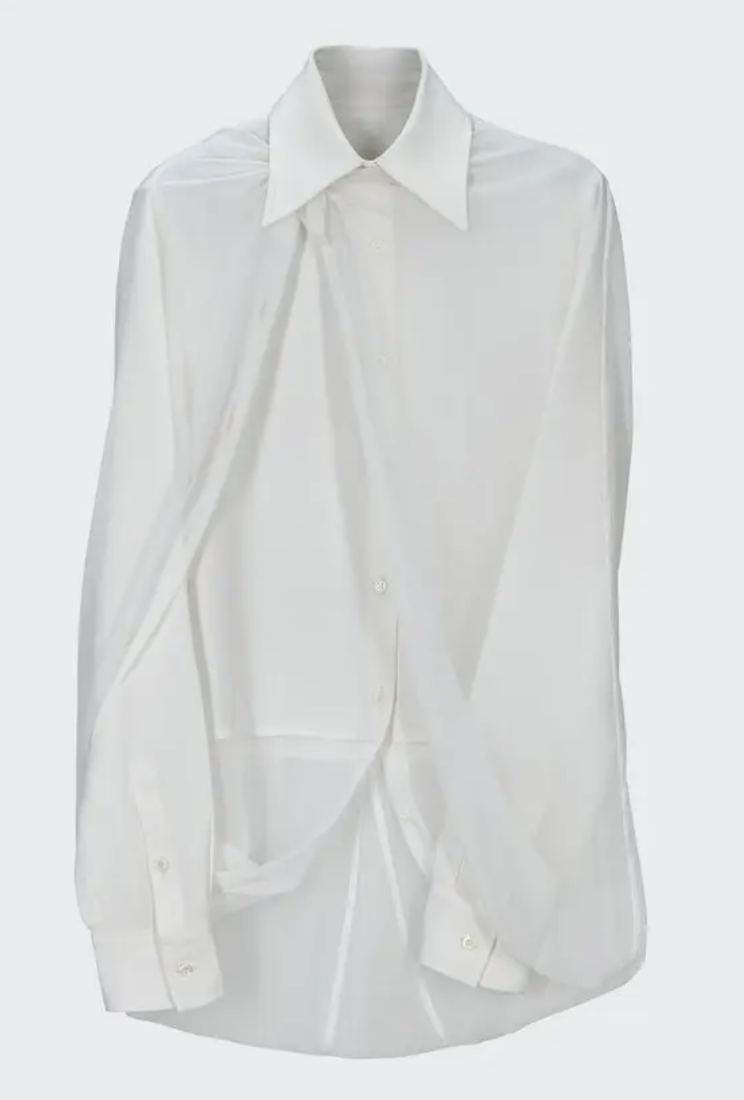 PETER DO Night Button-Down Silk Blouse W/ Overlay - White