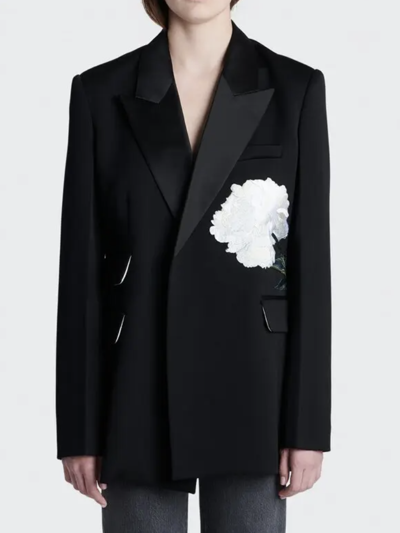 PETER DO Floral-Embroidered Oversized Tuxedo Blazer