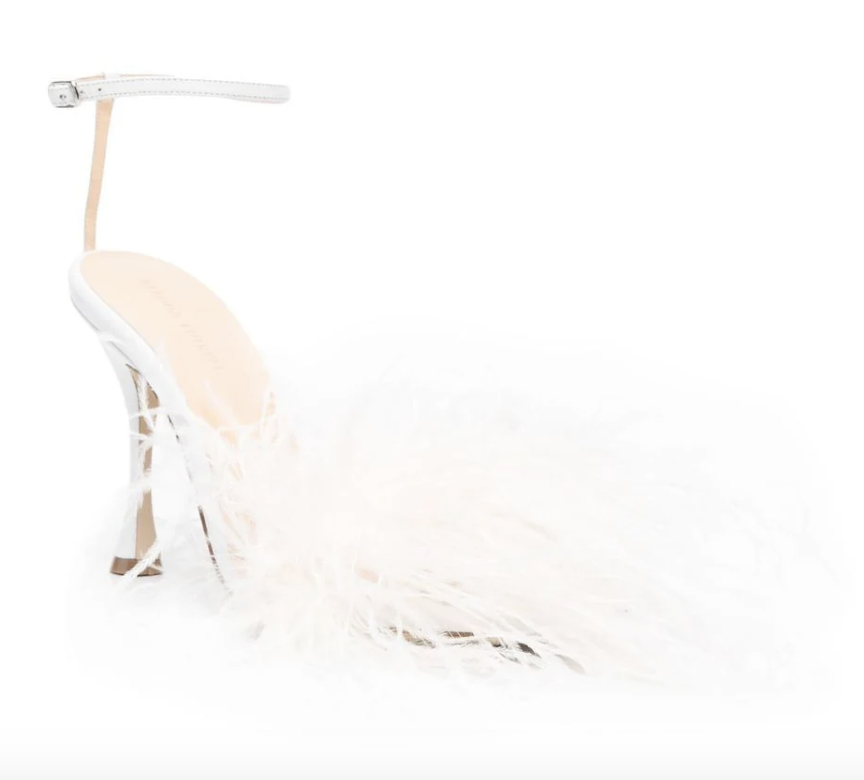 Magda Butrym ostrich-feather strappy sandals