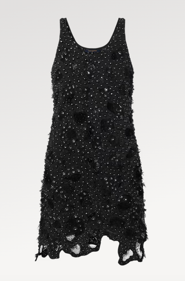 Louis Vuitton Sheer Detail Beaded Mini Tank Dress