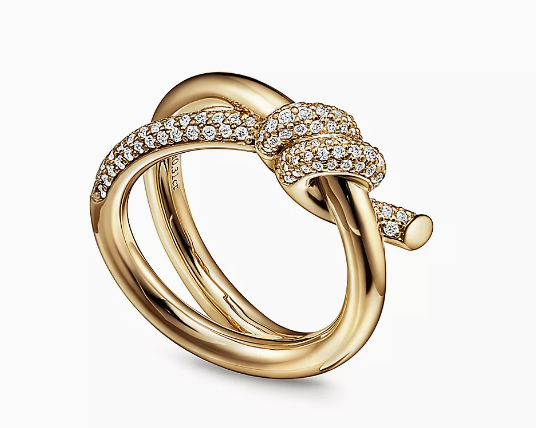 Tiffany Knot
Double Row Ring
in Yellow Gold with Diamonds