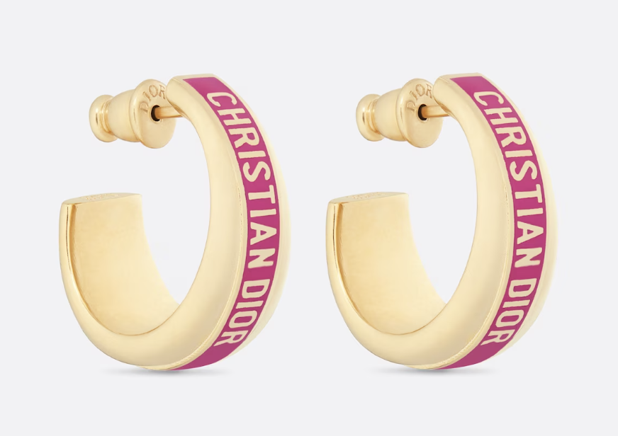 DIOR CODE EARRINGS
Gold-Finish Metal and Rani Pink Lacquer