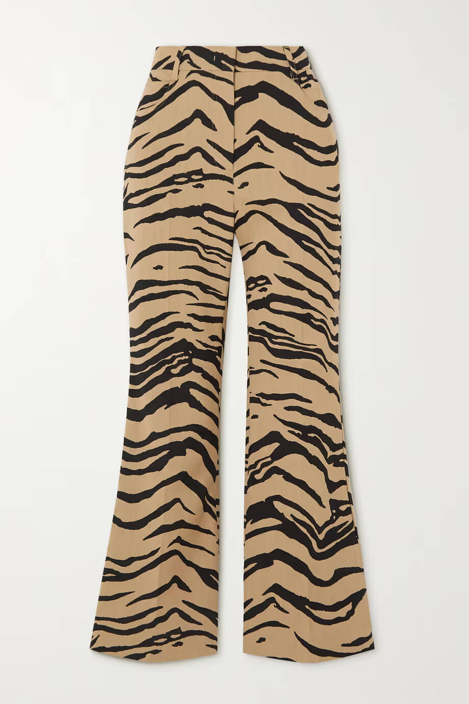 STELLA MCCARTNEY Cropped zebra-print wool-blend flared pants